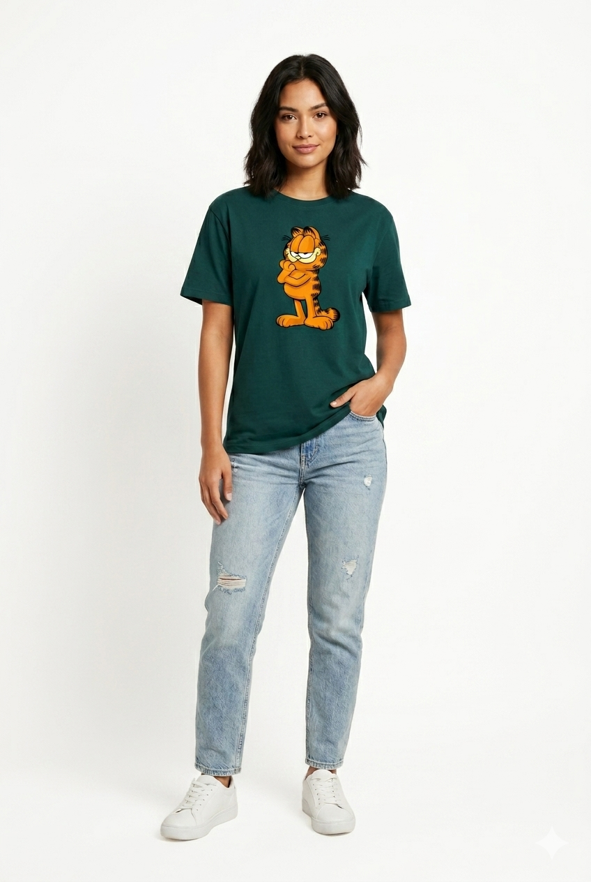 ONTOP Lifestyle Garfield Printed Green Premium T-Shirt